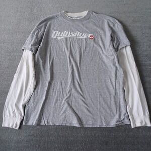 Vintage Quicksilver T-Shirt Mens Large Gray XL Y2K 90s Skate Surf/Beach Wear